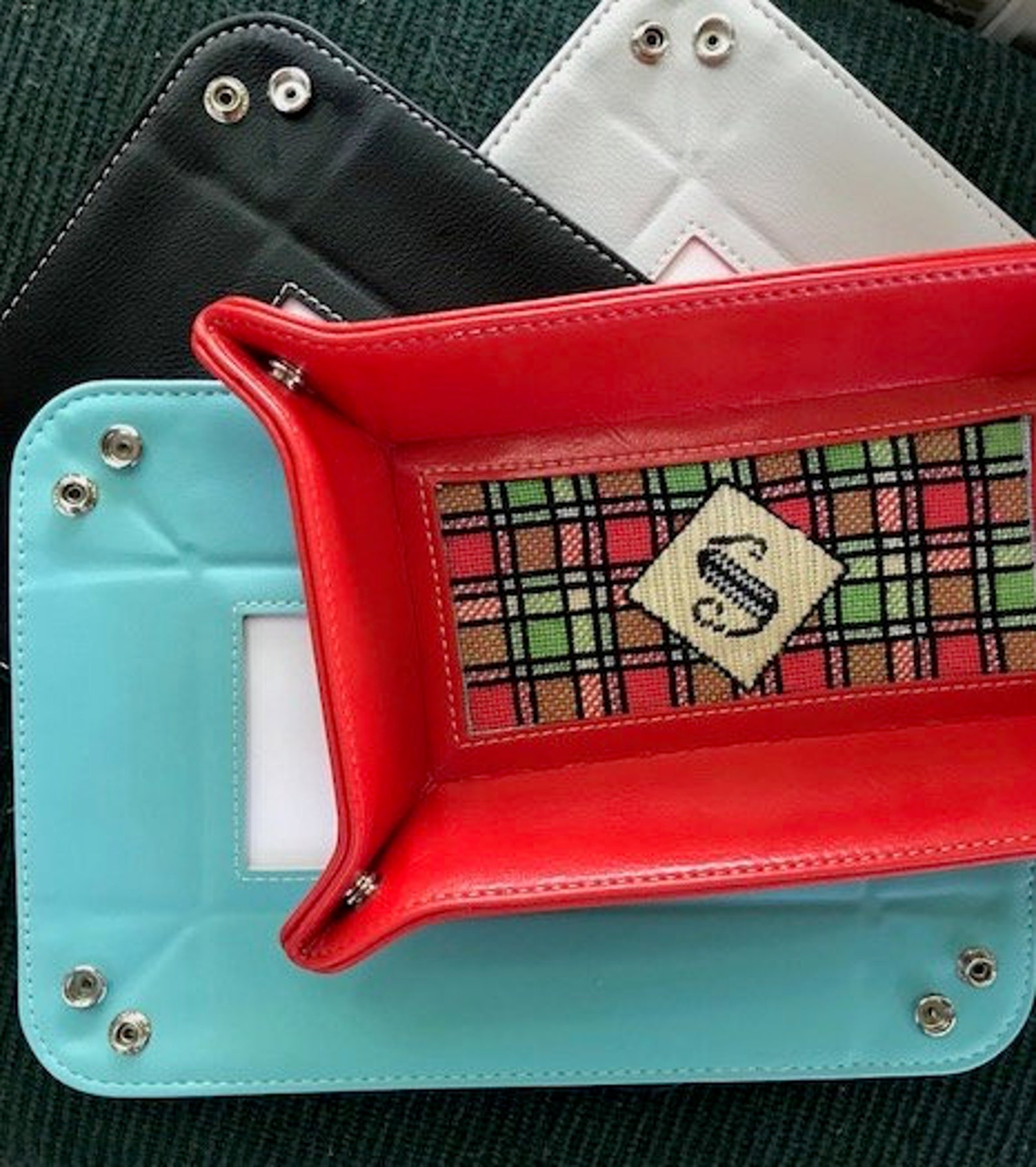 Leather Snap Tray From Lee Leather Trays Approx Opening Etsy