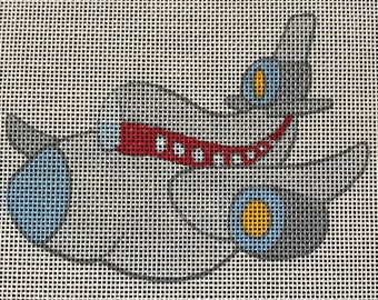 Airplane, Mobile, Hand Top, Ornament, Needlepoint, Hand painted, 18 ct, Duo Designs