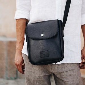 Small crossbody bag | Leather messenger bag - Shoulder bag for men | gift for boyfriend, gift for him