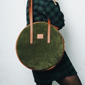 Bolso de hombro de ante, bolso hobo, bolso de hombro de piel, bolso redondo de piel suave para mujer, bolso bandolera, bolsos de piel italianos