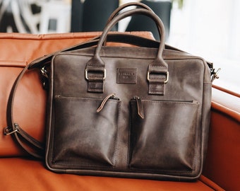 Leather messenger bag, Leather laptop bag, Leather bag men, boyfriend gift for boyfriend 2 year anniversary gift for him