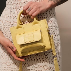 Yellow Leather crossbody bag for women, Italian leather handbags, micro bag, shoulder bag, Leather bags and purses