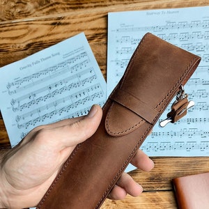 leather drum stick bag Drumstick Case Leather drum stick Holder Drum Sticks Gift for Drummer Gift for musician Drum accessories Light Brown