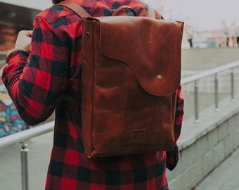 Leather backpack men, laptop backpack for him, Tote backpack purse, Gifts for men, Groomsmen gifts for him, Gifts for boyfriend gift
