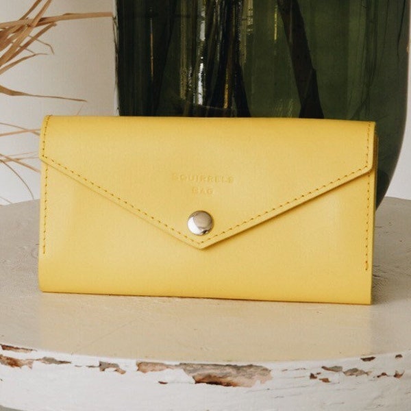 Yellow Wallet women, Leather wallet, Minimalist wallet, Passport wallet, Womens wallet, Portemonnaie damen, Birthday gifts for Her