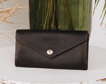 Leather wallet women, Leather purse, Brown purse, personalized wallet, minimalist walle