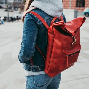 red leather backpack, Women Laptop backpack, Backpack women, gift for women who has everything, 21st birthday gift for her
