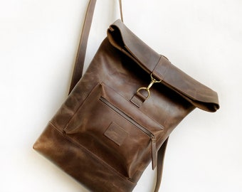 Brown Leather Backpack Women, Infusion backpack, Aesthetic backpack, Laptop backpack purse, Convertible backpack, Tote backpack