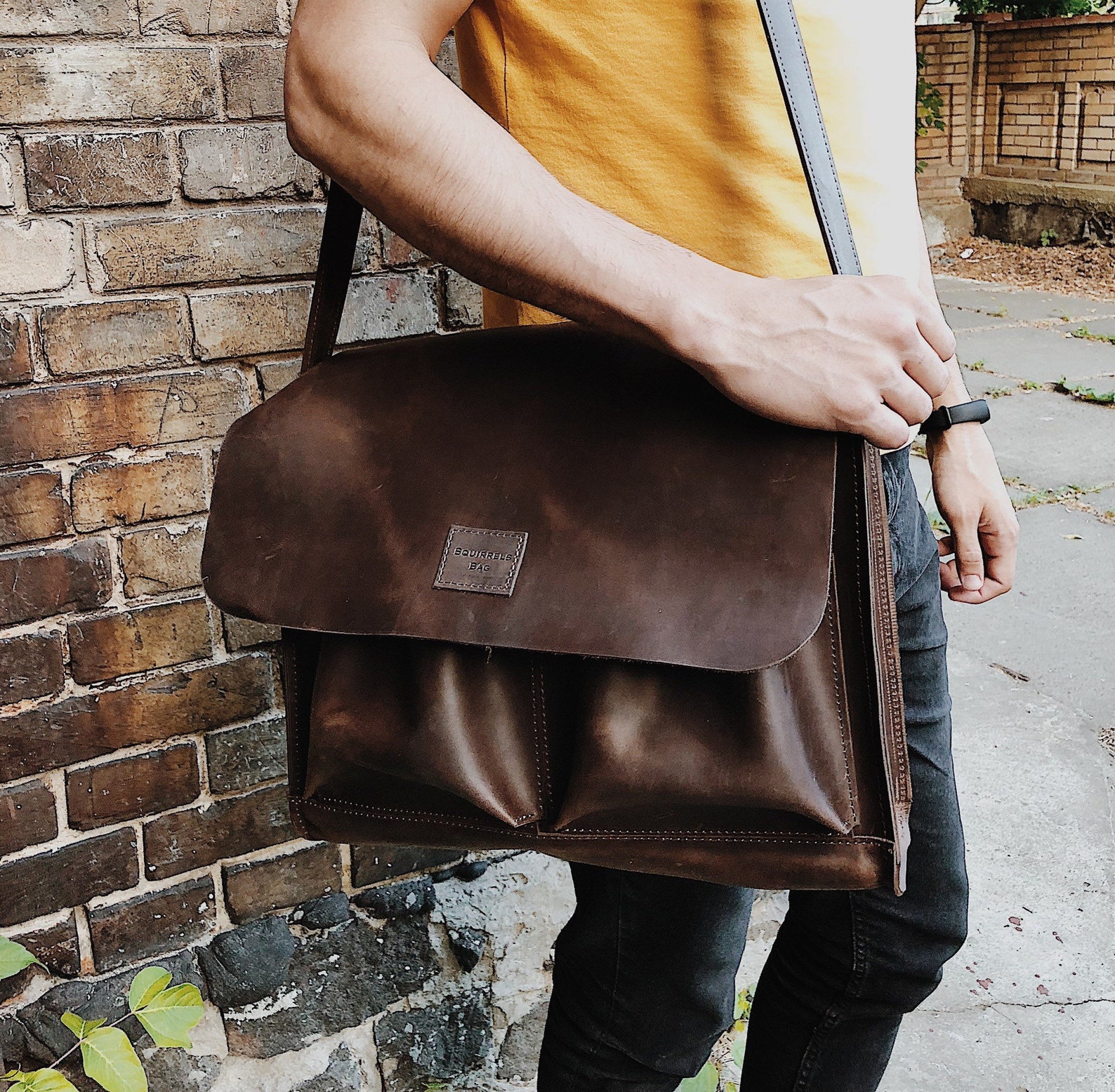 Brown Leather Bag for Men Leather Laptop Bag Leather Etsy UK