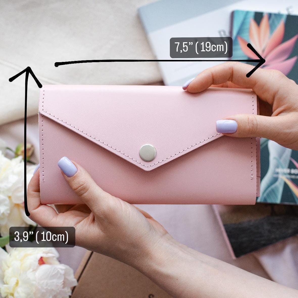 Pink Hand Wallet Pink Leather Long Wallet: Handmade Minimalist Women's Wallet - Etsy