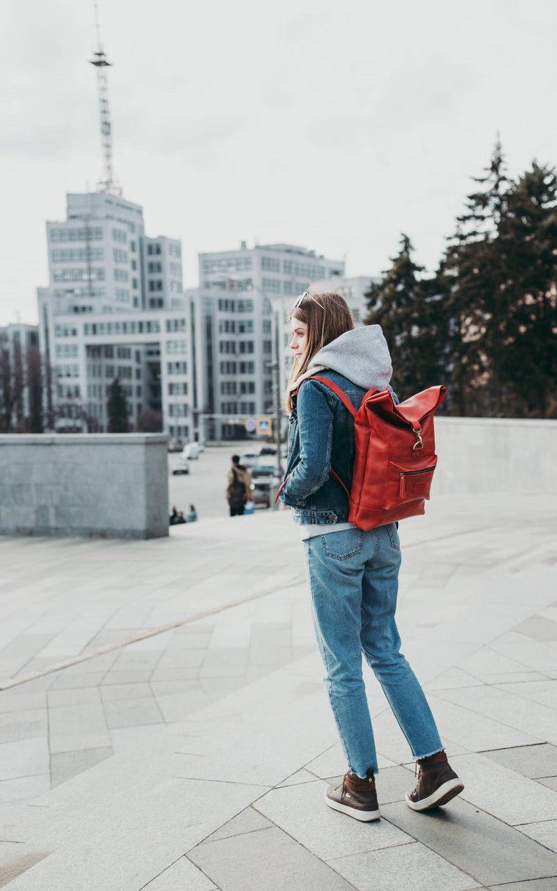 red leather backpack, Women Laptop backpack, Backpack women, gift for women who has everything, 21st birthday gift for her