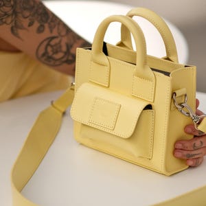 Butter yellow Leather crossbody bag for women, Italian leather handbags, micro bag, Leather bags and purses, Shoulder Bag