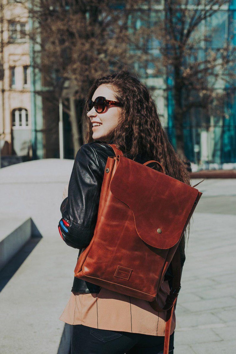 Leather Backpack for Women, Laptop Backpack, Womens Backpack, Leather Rucksack, Personalized backpack Cute backpack Aesthetic backpack Light Brown