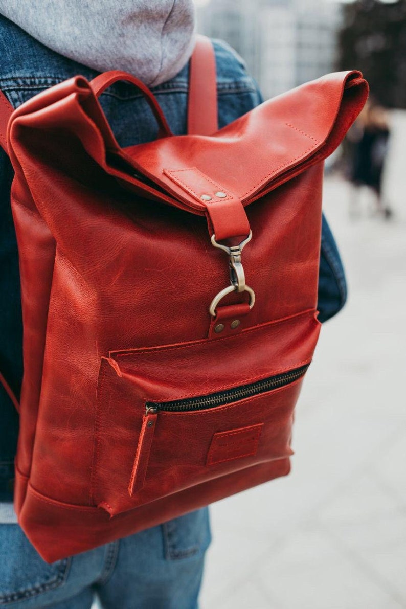 red leather backpack, Women Laptop backpack, Backpack women, gift for women who has everything, 21st birthday gift for her