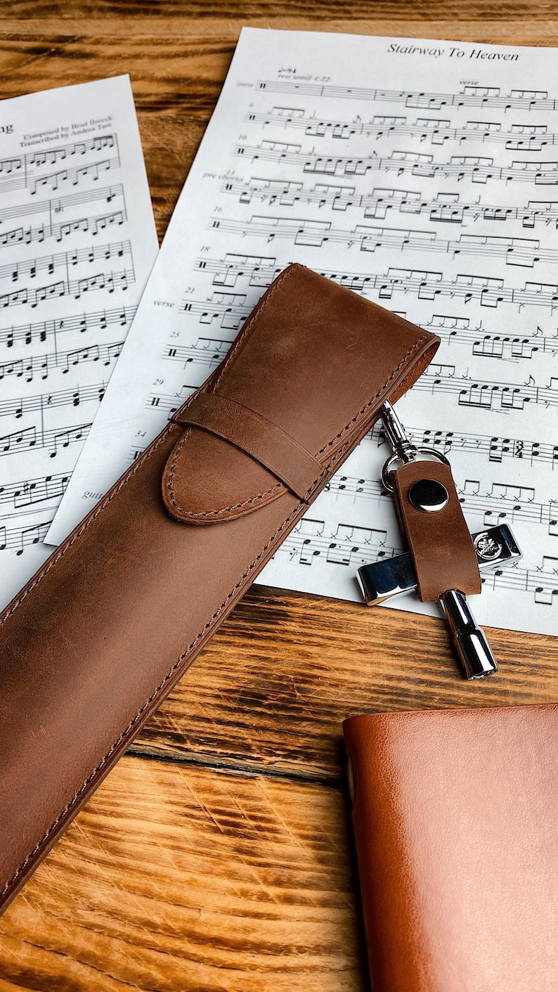 leather drum stick bag Drumstick Case Leather drum stick Holder Drum Sticks Gift for Drummer Gift for musician Drum accessories image 3
