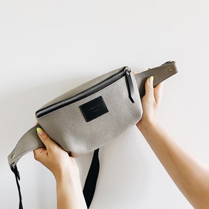 Grey Fanny Pack for Women, Bum bag Waist bag Hip bag Fanny Packs for women Leather bum bag Festival bag Leather belt bag Leather bag