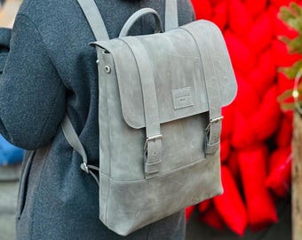 Leather Laptop Backpack for Women: Handmade Work Bag