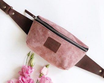 Leather fanny pack for women, Suede bag, Sling bag, Cute fanny pack vintage, Crossbody bag, Leather belt bag Custom fanny pack Designer