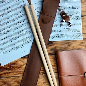 Drumstick Case, Leather drum stick bag, Leather drum stick Holder, Drum Sticks Gift for Drummer, Gift for musician, Drum accessories