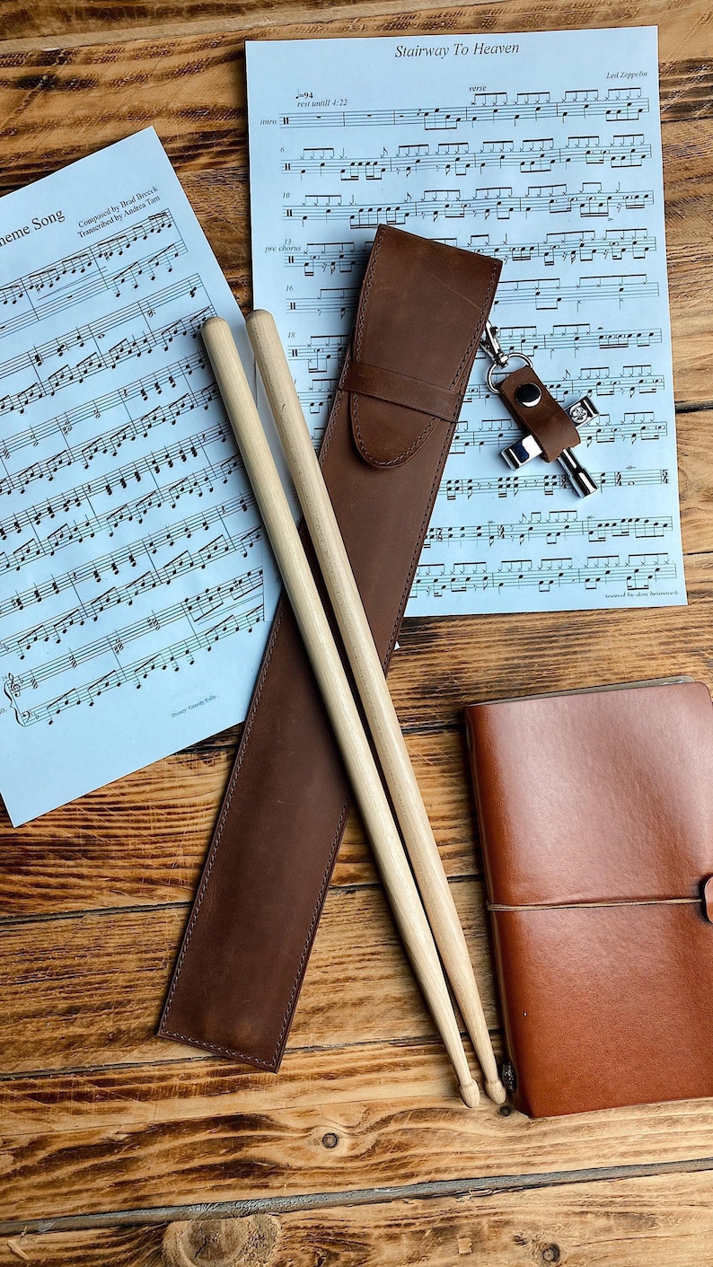 Drumstick Case, Leather drum stick bag, Leather drum stick Holder, Drum Sticks Gift for Drummer, Gift for musician, Drum accessories