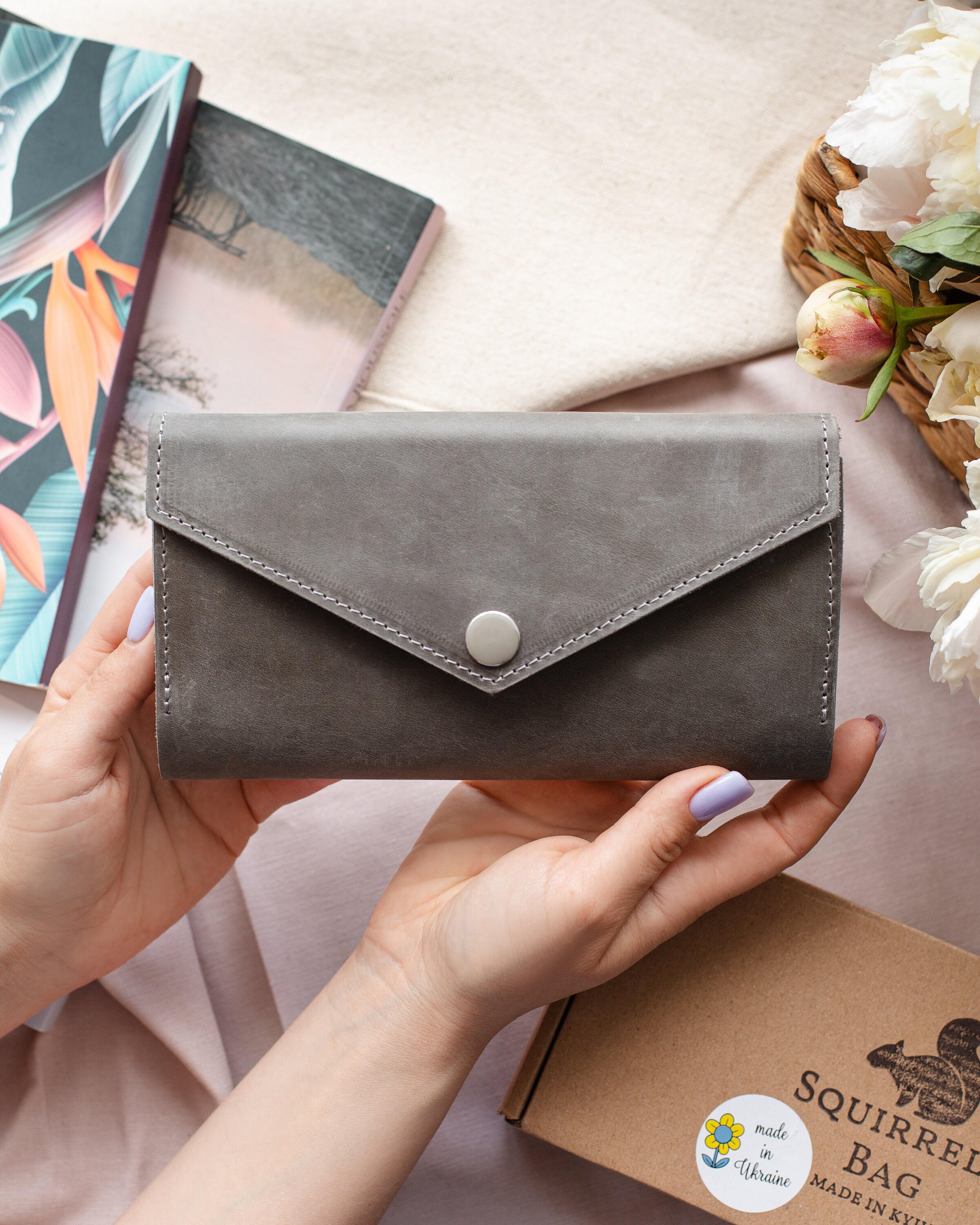 Grey Leather Wallet for Women Etsy Ireland