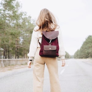 Sac à main en cuir, sac à dos femme, sac en daim, sac à main minimaliste
