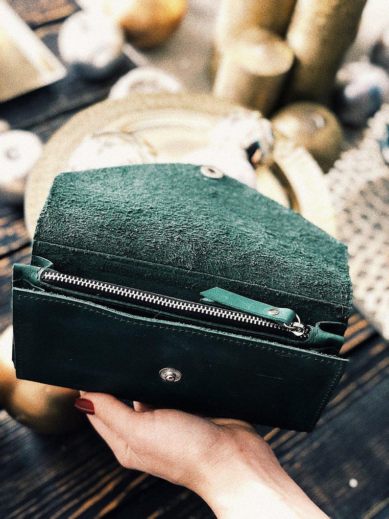 Green - Handcrafted Jacquard Weave Leather Wallet