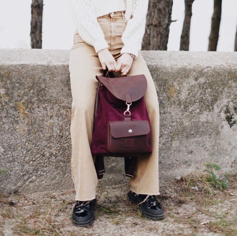 Cute backpack, Aesthetic backpack, Leather backpack women, Suede backpack purse, Laptop backpack, Infusion backpack, Small backpack