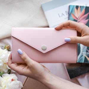 Cartera minimalista para mujer con cremallera, Cartera de cuero, Divisores para billetera de efectivo, Cartera tipo libro, Cartera personalizada