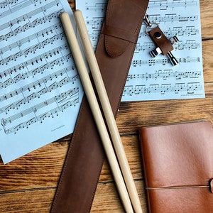 leather drum stick bag Drumstick Case Leather drum stick Holder Drum Sticks Gift for Drummer Gift for musician Drum accessories image 7