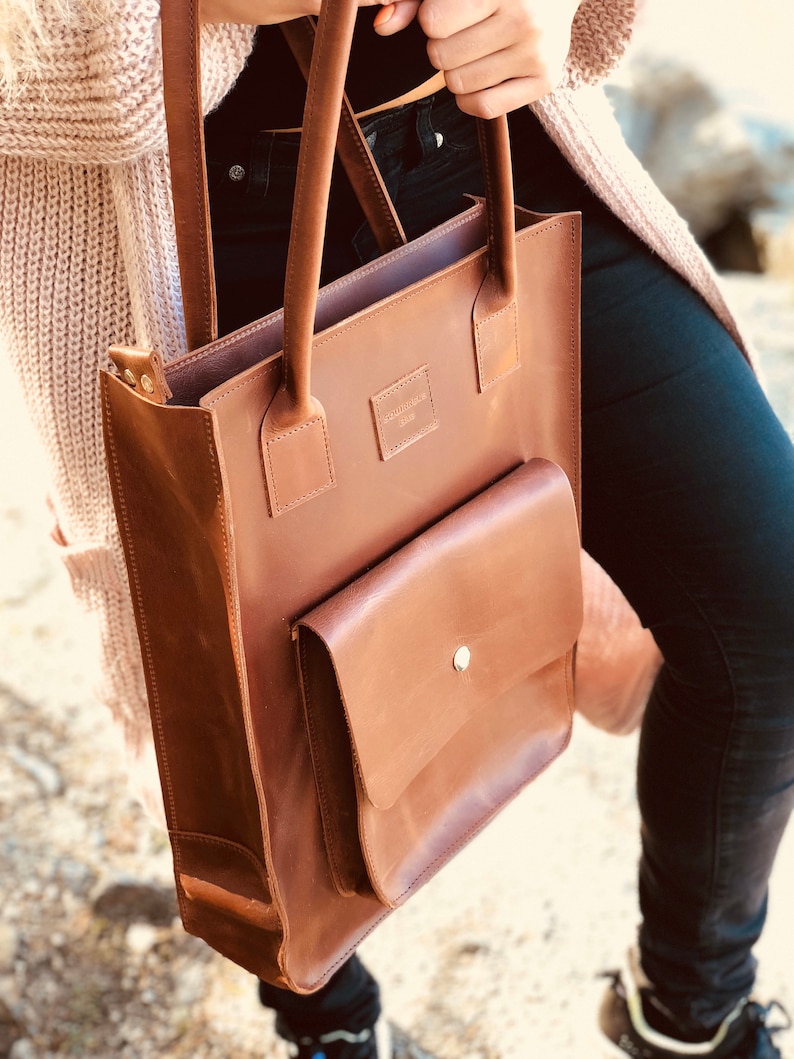 Moroccan leather bag leather laptop bag Women Tote bag personnalisable Messenger bag of holding Tote bag noir Leather diaper bag