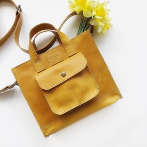 Yellow Leather satchel bag, Leather purse, Cute Tote bag, personalized bag, Shoulder bag, Sling bag, Small crossbody bag, Messenger bag