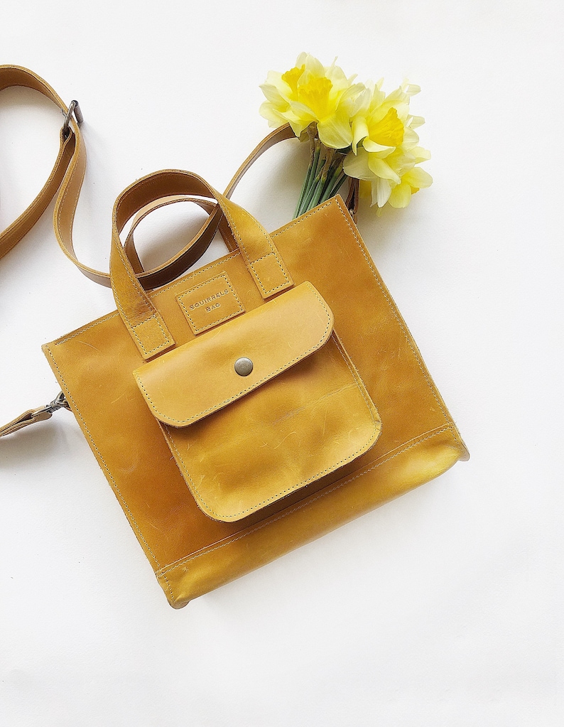 Yellow Leather satchel bag, Leather purse, Cute Tote bag, personalized bag, Shoulder bag, Sling bag, Small crossbody bag, Messenger bag