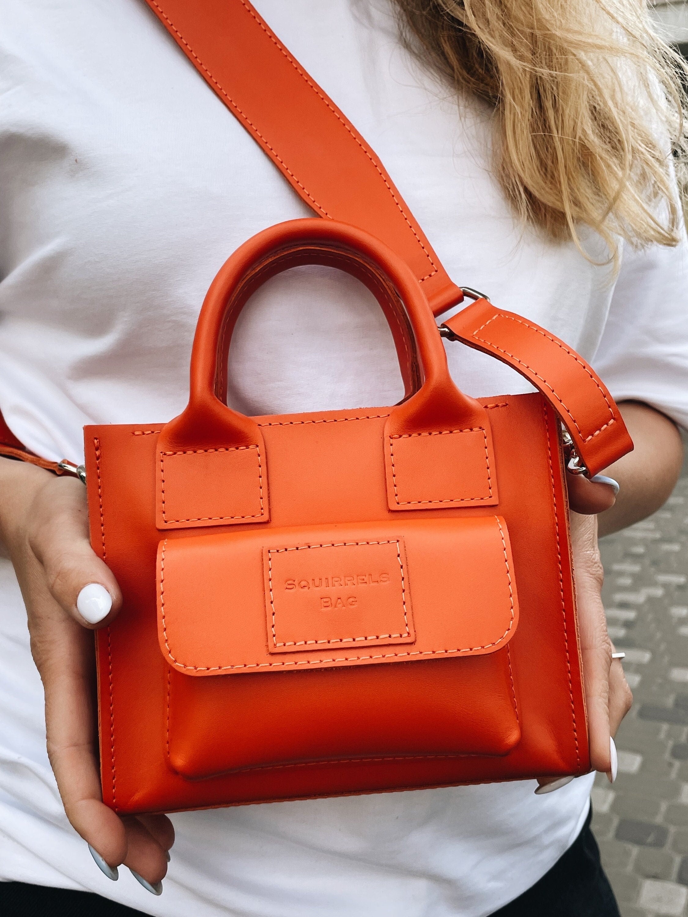 Orange Coach Purse Etsy