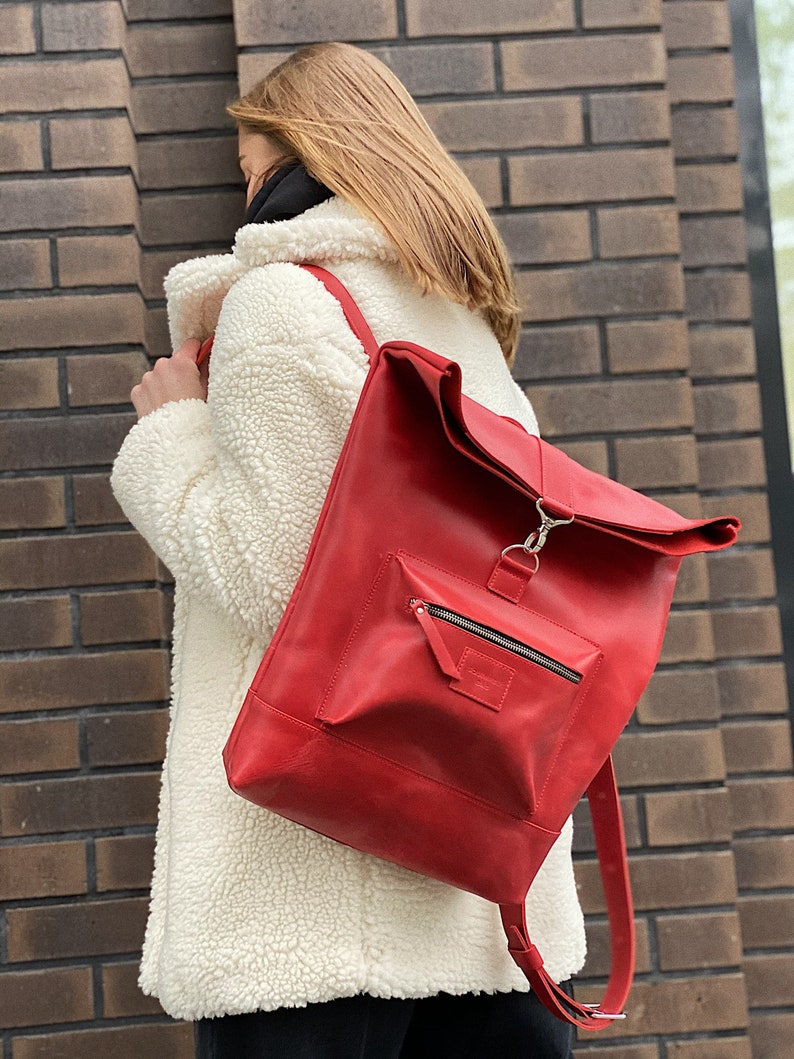 red leather backpack, Women Laptop backpack, Backpack women, gift for women who has everything, 21st birthday gift for her