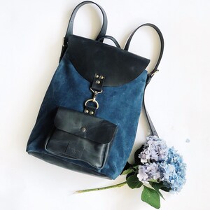 Blue backpack, Aesthetic backpack, Leather backpack women, Suede backpack purse, Laptop backpack, Infusion backpack, Small backpack