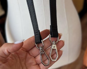 Black Full-Grain Leather Crossbody Strap: Adjustable Replacement Bag Strap