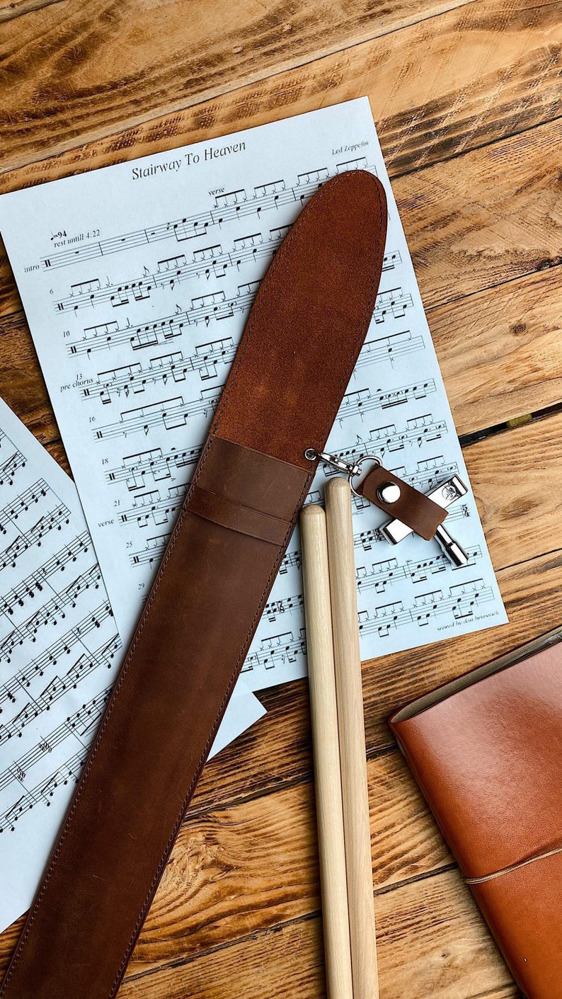 Drumstick Case, Leather drum stick bag, Leather drum stick Holder, Drum Sticks Gift for Drummer, Gift for musician, Drum accessories