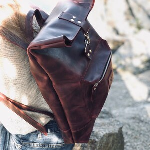 Burgundy leather backpack, Women Laptop backpack, Backpack women, gift for women who has everything, 21st birthday gift for her