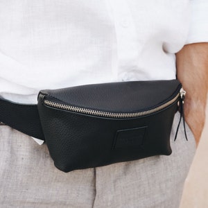 Black Leather Fanny Pack for Women, Bum bag Waist bag Hip bag Fanny Packs for women Leather bum bag Festival bag Leather belt bag Leather bag