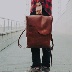 Leather backpack men, laptop backpack for him, Tote backpack purse, Gifts for men, Groomsmen gifts for him, Gifts for boyfriend gift