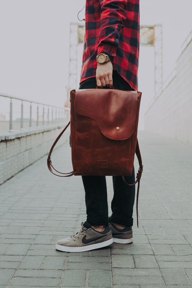 Leather backpack men, laptop backpack for him, Tote backpack purse, Gifts for men, Groomsmen gifts for him, Gifts for boyfriend gift