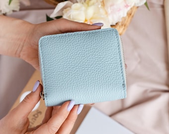 Cartera pequeña para mujer, Cartera de cuero para mujer, Cartera de cuero para hombre, Tarjetero, Cartera pequeña personalizada para mujer, regalo de aniversario para ella