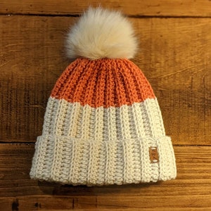 Fall inspired Fitted Two-Toned Hat Ready to Ship-Adult Size Off White/Pumpkin
