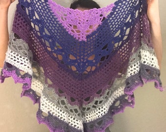 Spring Showers Crochet Shawl / Wrap- Ready to ship -Adult size