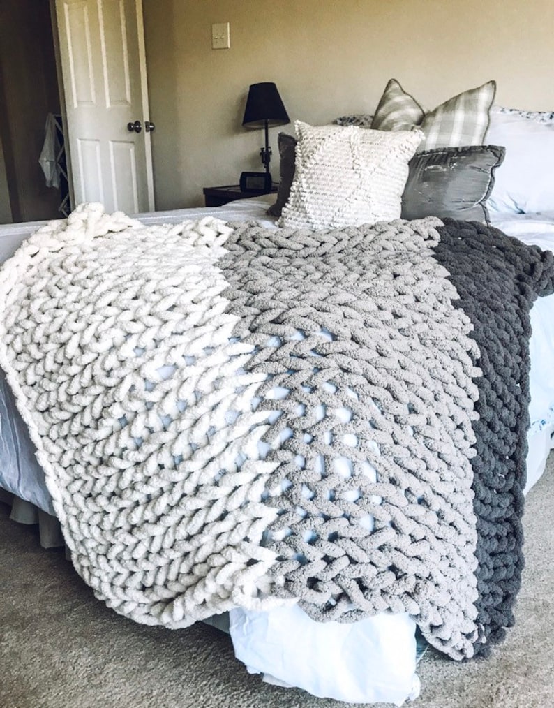 Custom Chunky Knit Fuzzy Throw Blanket Etsy