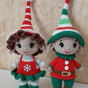 Lutin/Gnome au crochet, Amigurumi, Jouet fini, Ensemble de poupées fées de Noël, Décoration faite main