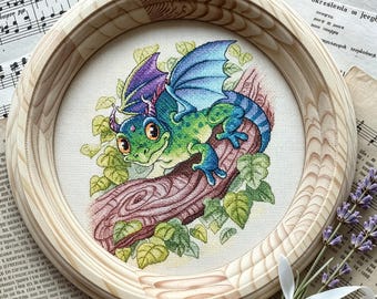 Dragon Cross Stitch Pattern, Cute Embroidery Design (PDF Download)