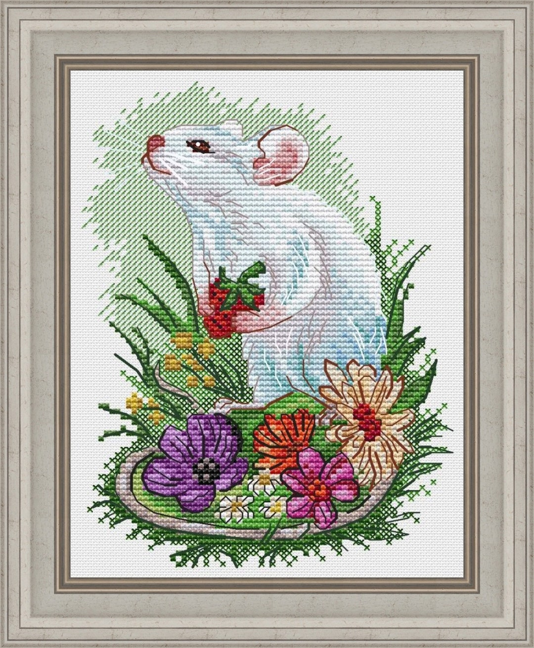 White Mouse Cross-stitch Pattern Printed PDF Instant Download Stylish ...