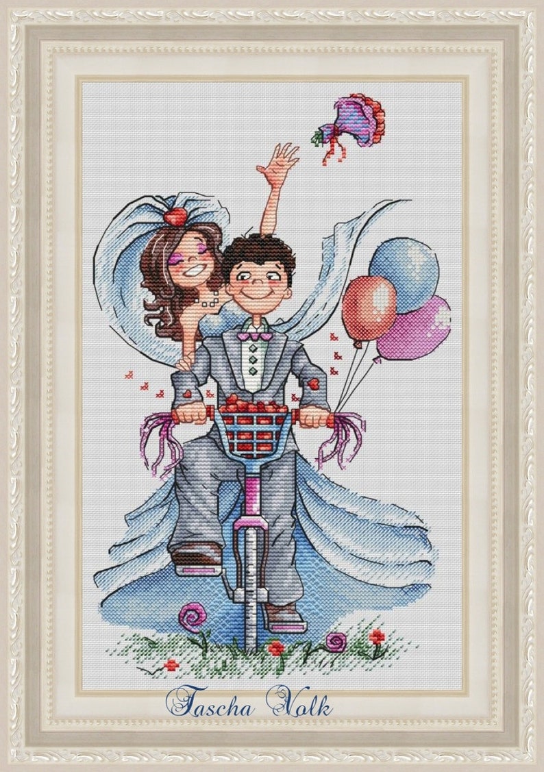 Wedding Cross Stitch Hat Pattern PDF Instant Download Stylish Embroidery Cute Wall Decor